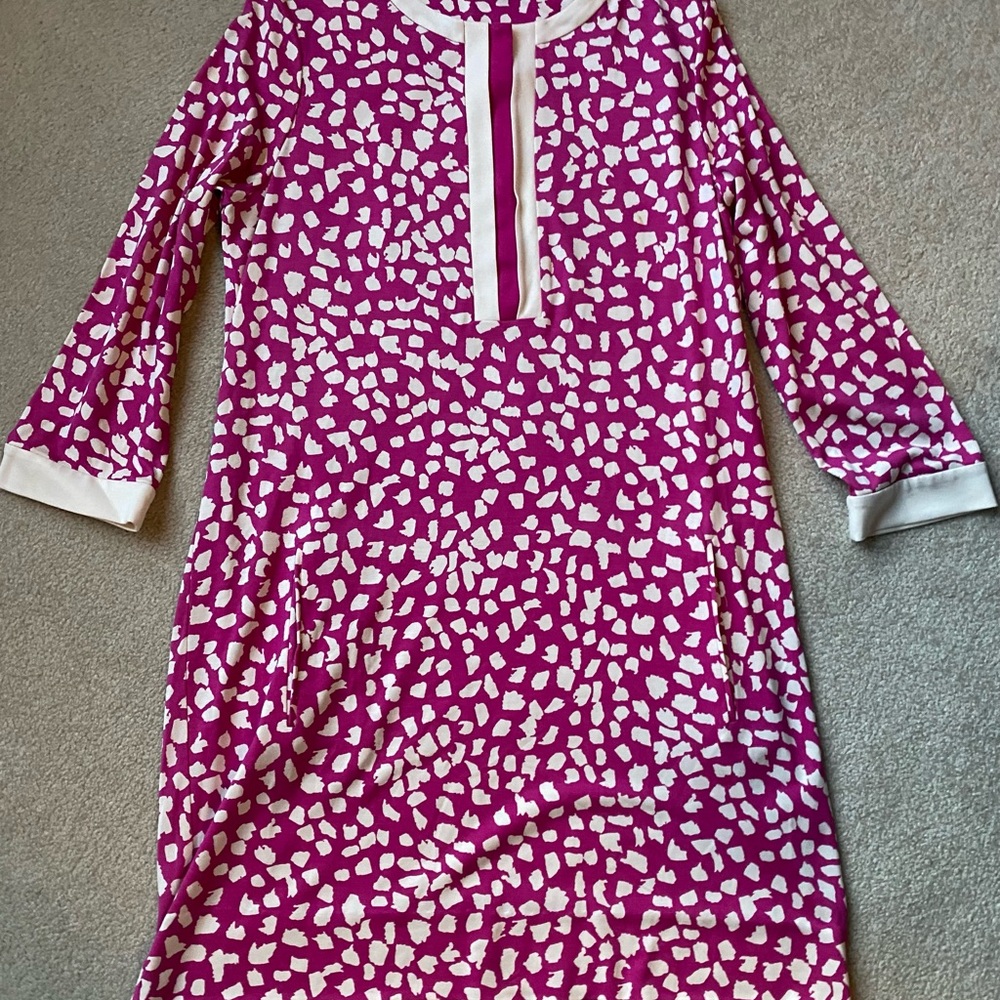 Diane Von Furstenberg Pink Patterned 100% Silk Dress - Size 12